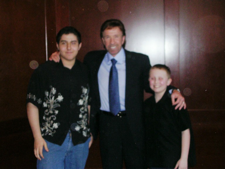 Chuck Norris with the boys Mike and Trev